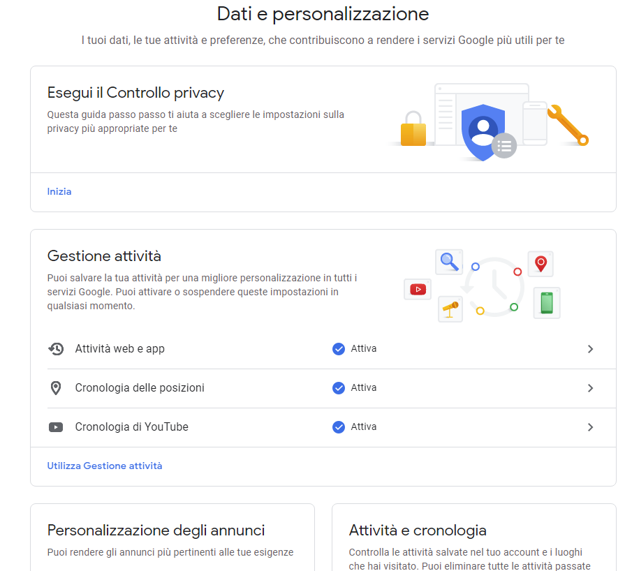 backup gmail impostazioni