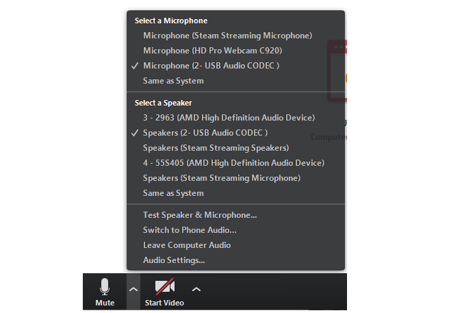 menu audio zoom
