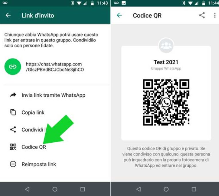 link di invito gruppo WhatsApp con il QR Code