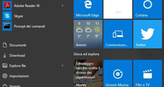 Trucchi Windows 10: avere il menu di avvio solo con le icone