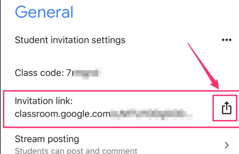 copiare il link invitation google classroom
