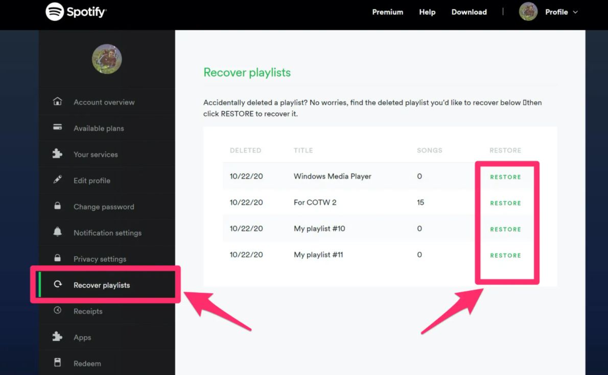 Come recuperare le tue playlist eliminate su Spotify