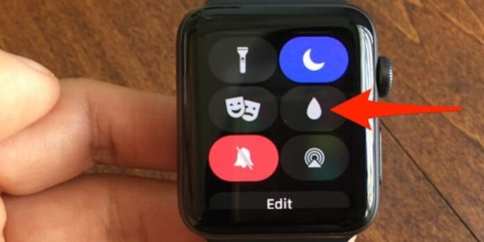 icona della goccia d'acqua sul tuo Apple Watch