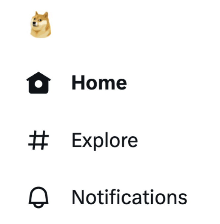 Menu Twitter con doge