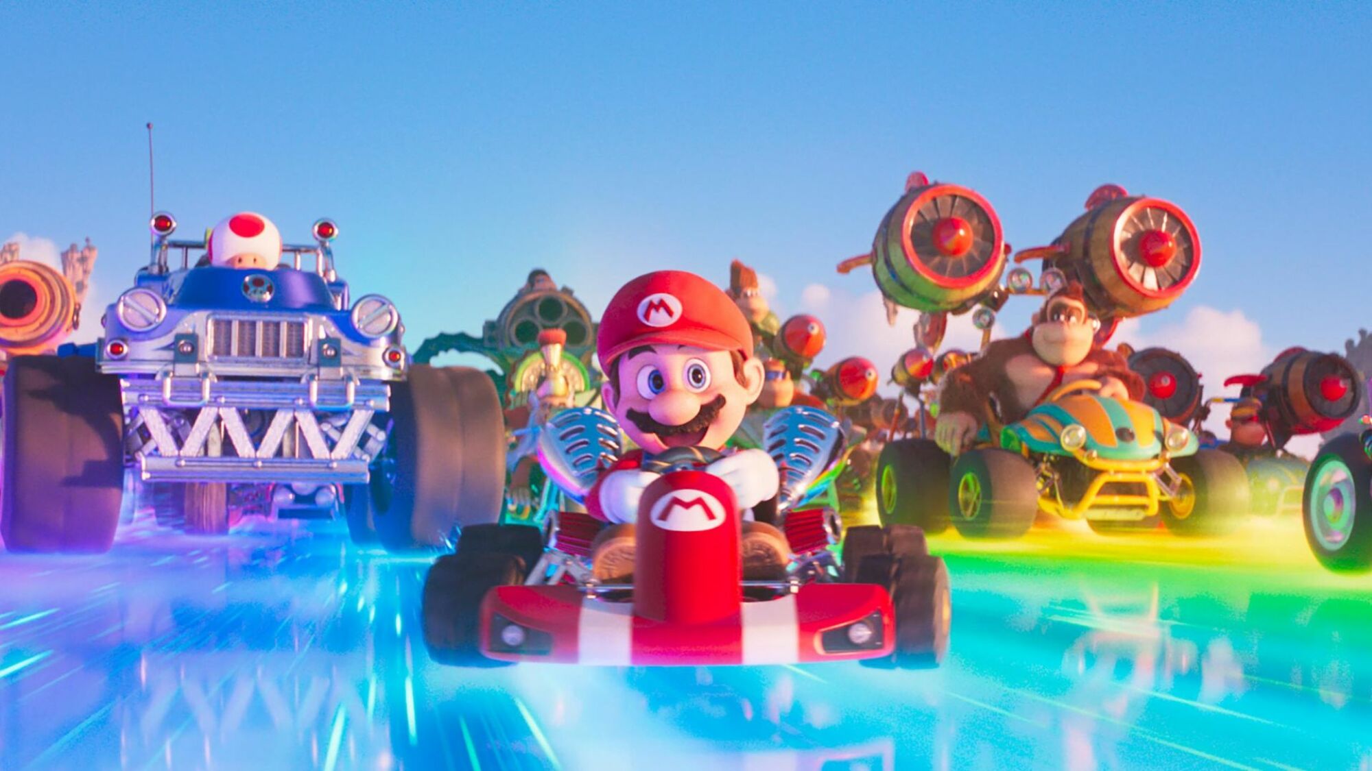 Mario corre su Rainbow Road in 