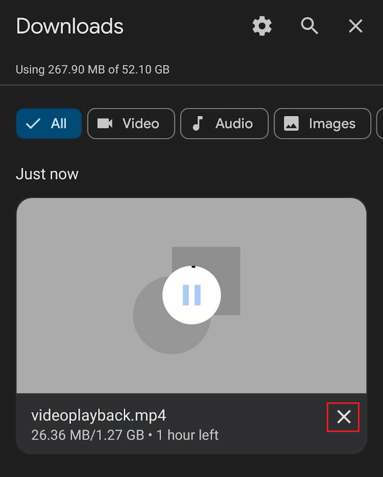 Tocca l'icona X accanto al file in download | Come posso impedire a Chrome di scaricare un file su un dispositivo Android