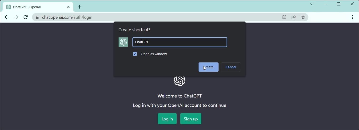 chatgpt crea la scorciatoia di Chrome crea