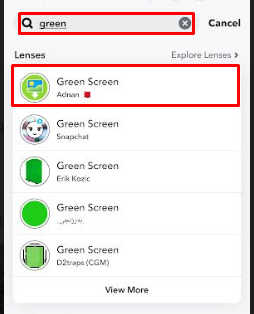 Scegli la lente o il filtro dello schermo verde scrivendo Green Screen. Come nascondere quale filtro hai usato su Snapchat