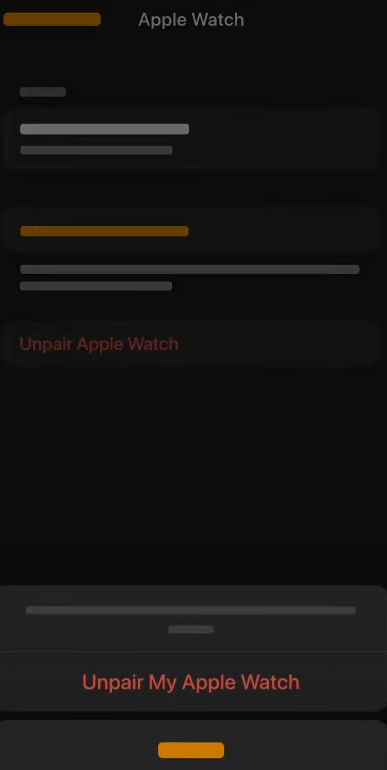 Seleziona Disaccoppia il mio Apple Watch