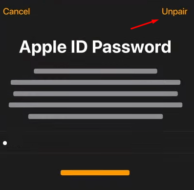 Fai clic su Disaccoppia per modificare l'ID Apple in Apple Watch