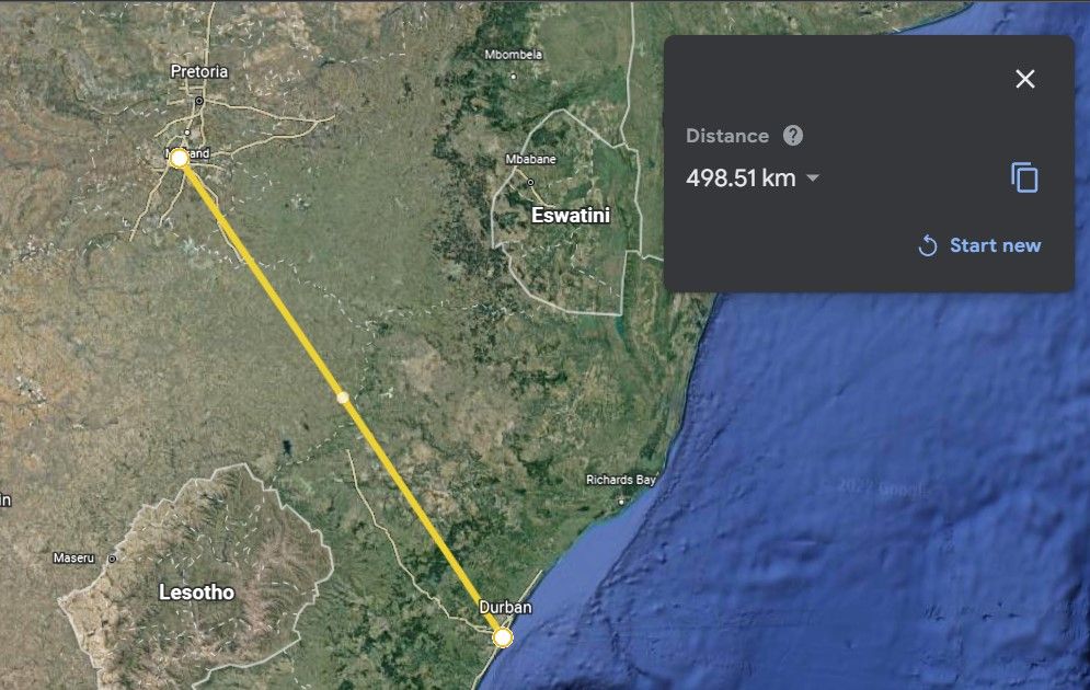 misurazione della distanza tra due punti su Google Earth
