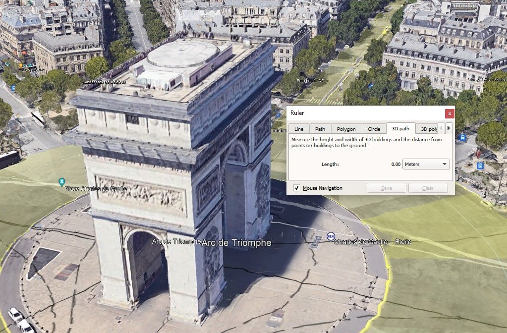 misurare l'altezza dell'edificio 3d in Google Earth Pro