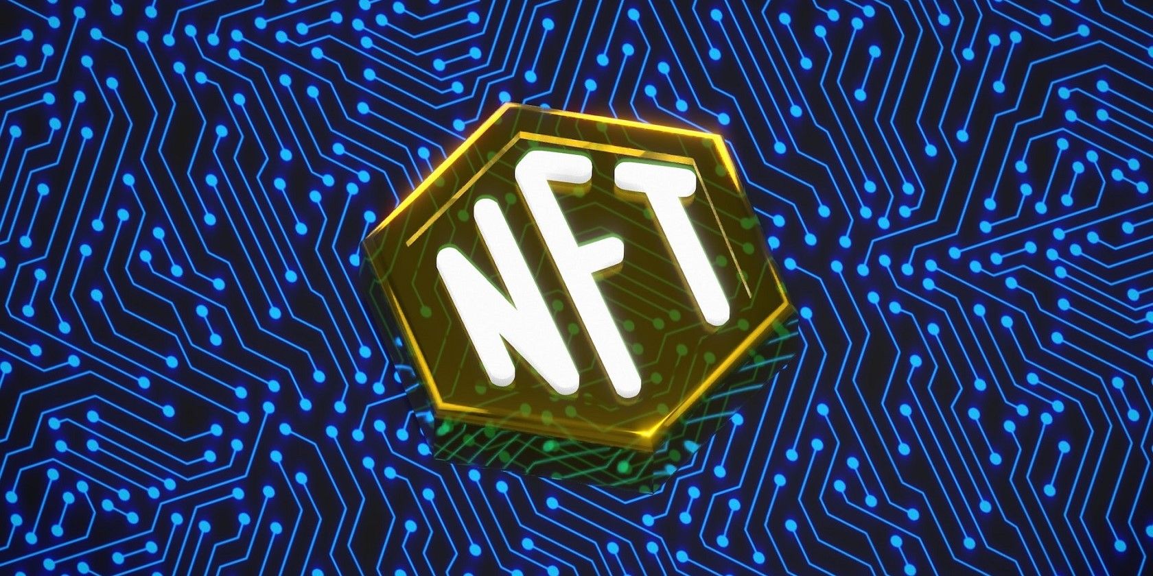 Una moneta NFT su punti e linee a motivi geometrici
