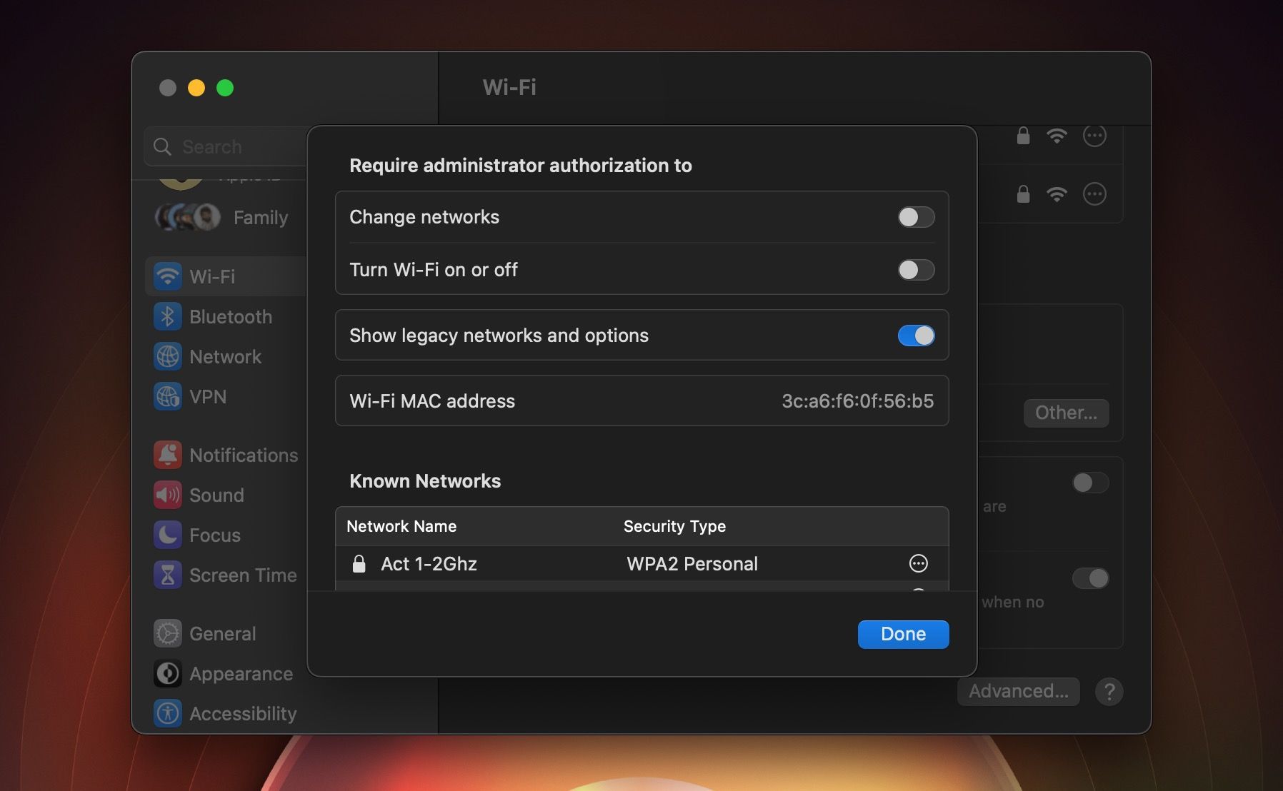 Indirizzo MAC Wi-Fi in Impostazioni di sistema su macOS Ventura