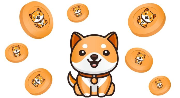 grafica animata del cane shiba inu circondato da monete