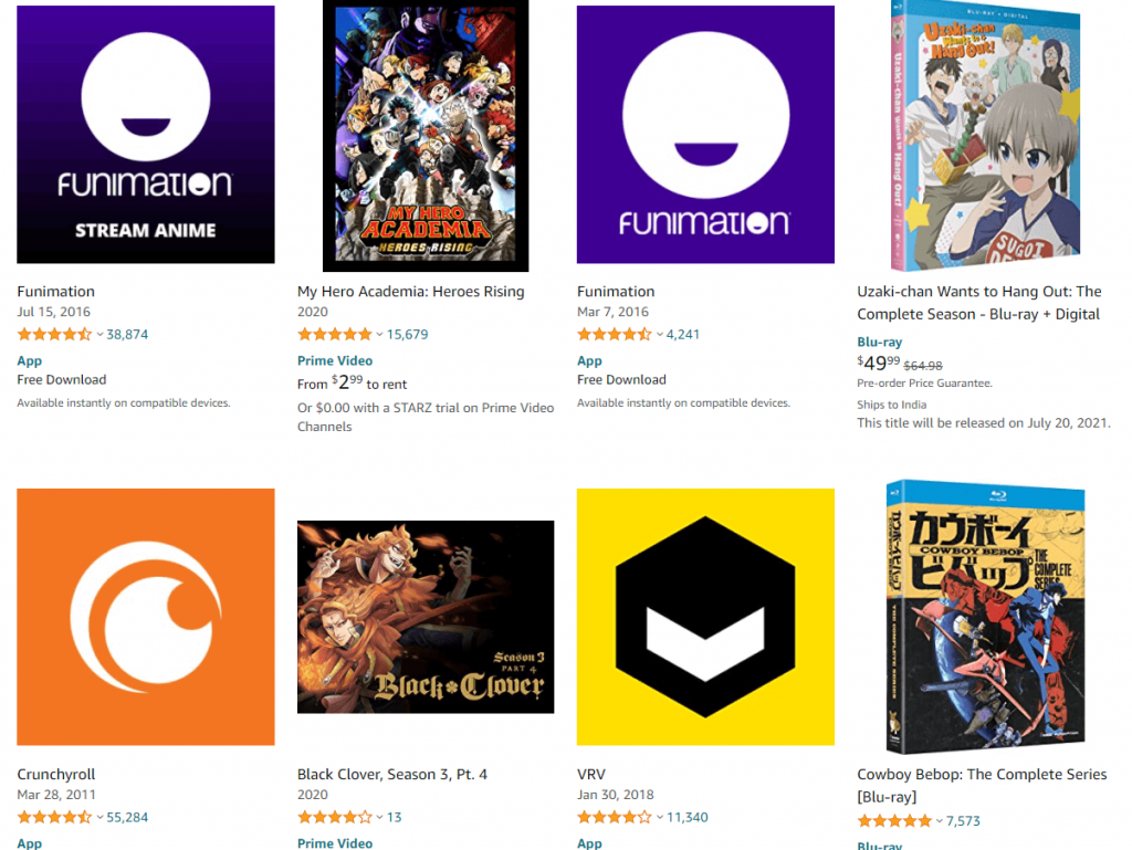 Seleziona l'app Funimation