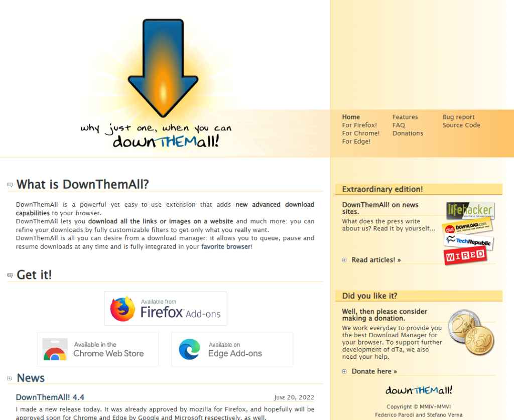 Gestore di download DownThemAll per Linux