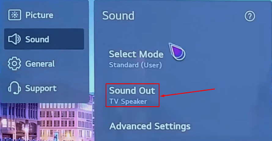 selezionare l'opzione Uscita audio.
