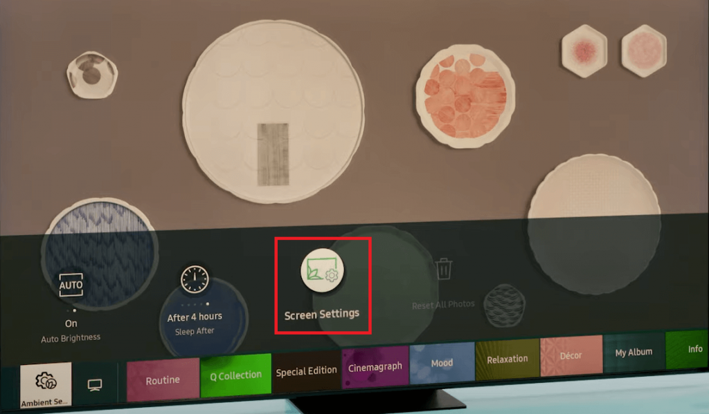 selezionare l'opzione Impostazioni schermo per modificare lo screensaver su TV Samsung