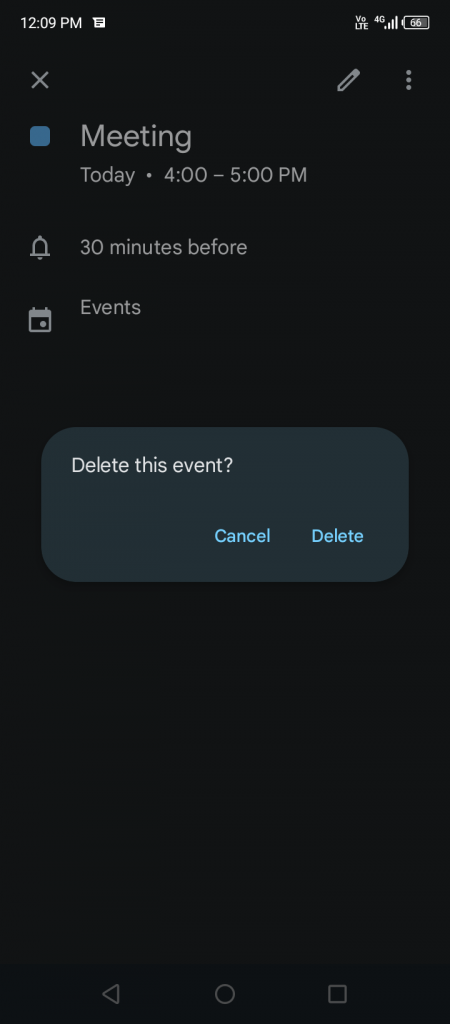 Eliminazione di un evento anche su Google Calendar