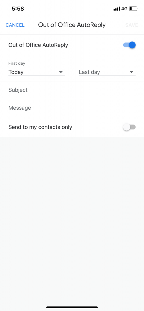 Email di risposta automatica su iPhone