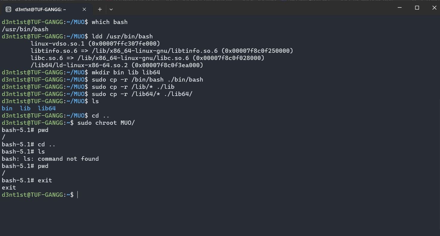 eseguire il chroot di una directory e generare bash-1
