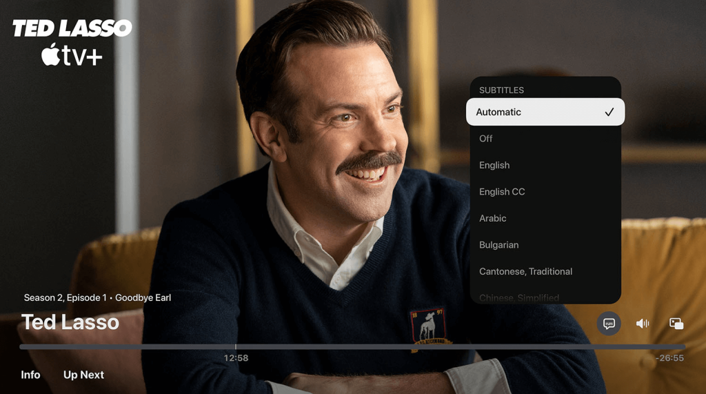 Scegli la lingua dei sottotitoli per Apple TV