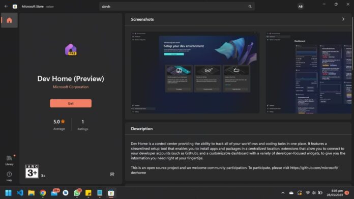 Scarica Dev Home dal Microsoft Store