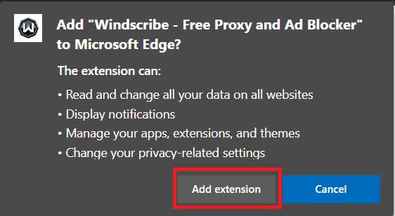 Infine, fai clic su Aggiungi estensione. | estensione del proxy perimetrale