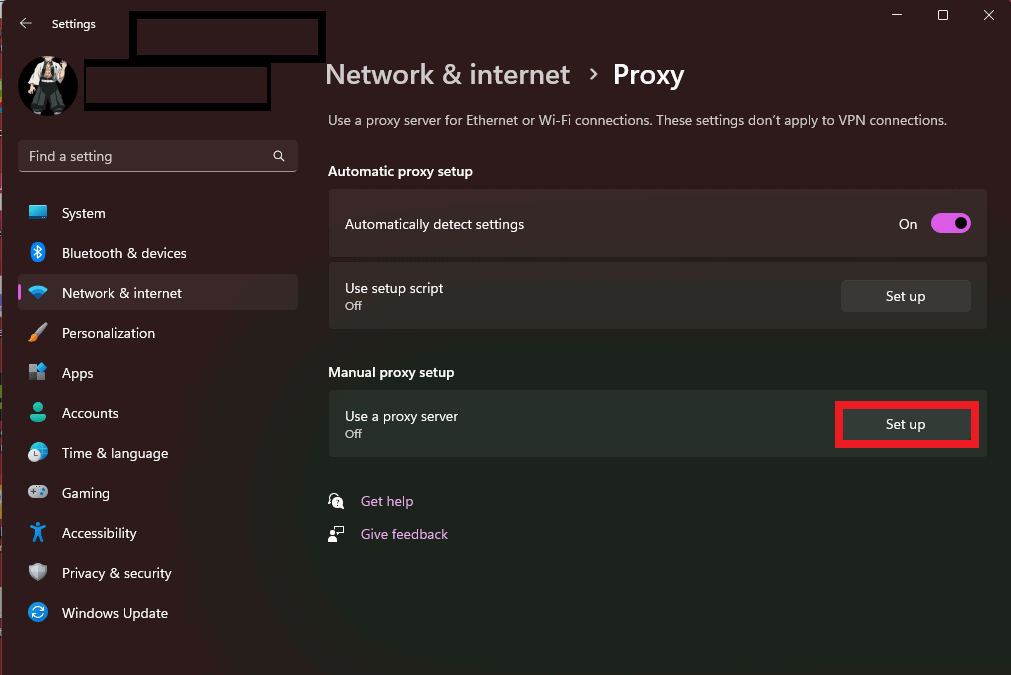 Fare clic su Configura nell'opzione Usa un server proxy | estensione del proxy perimetrale