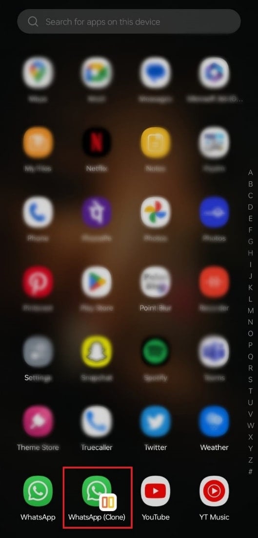 torna alla schermata iniziale e tocca Clona app o il logo dell'app in Avvio applicazioni