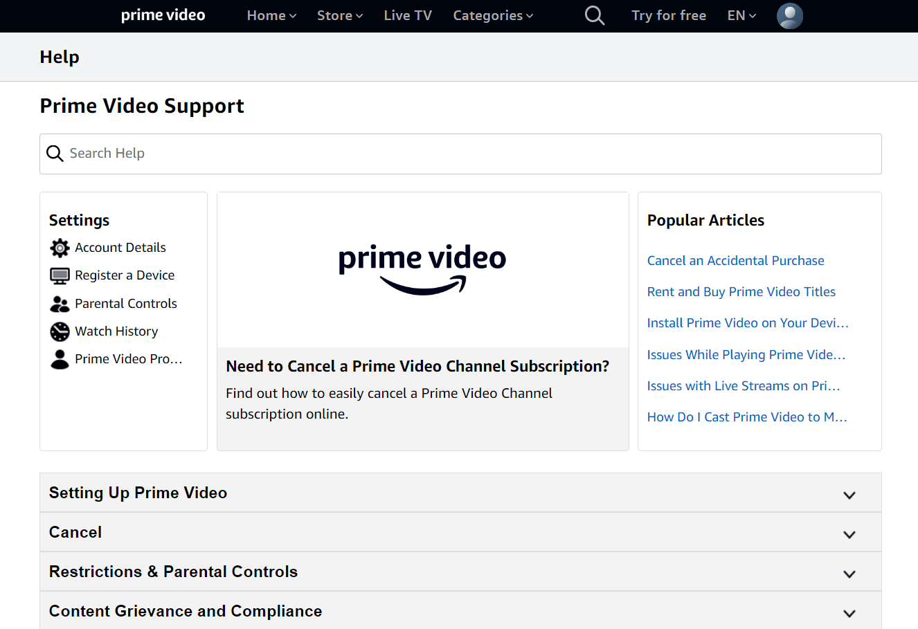 Supporto video Amazon Prime.