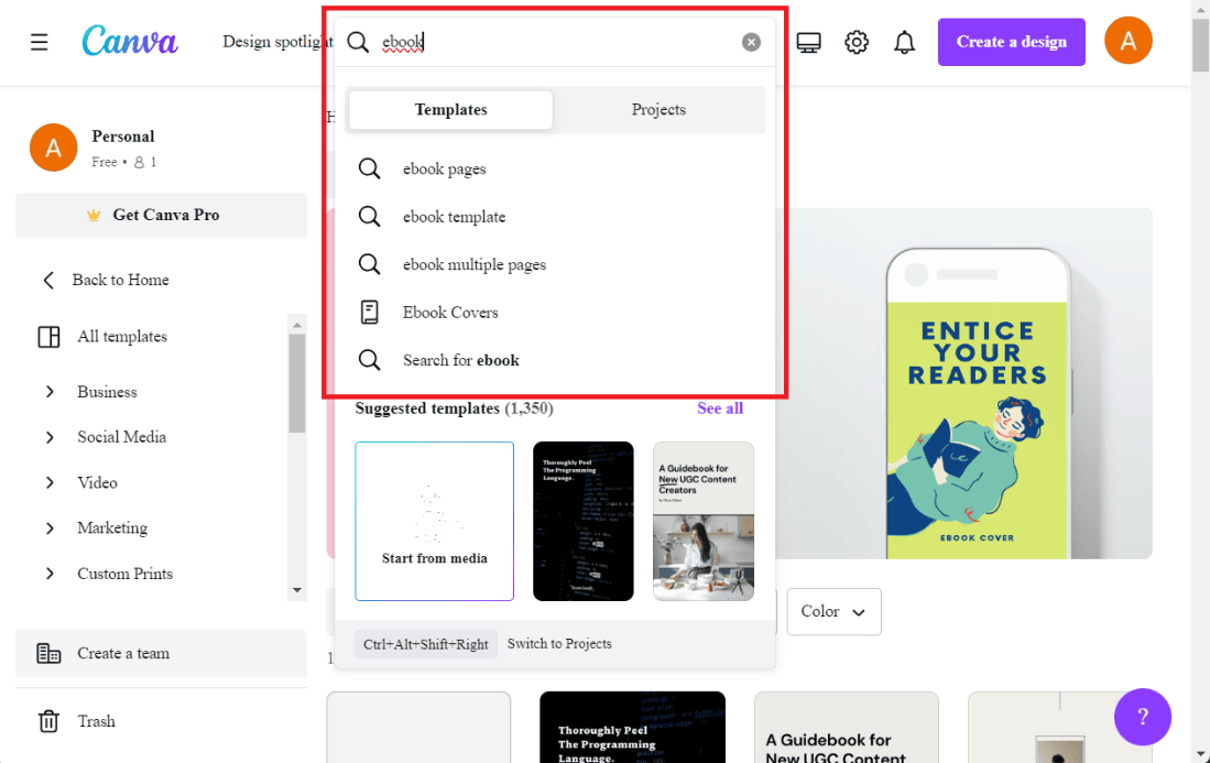 Cerca eBook nella barra di ricerca