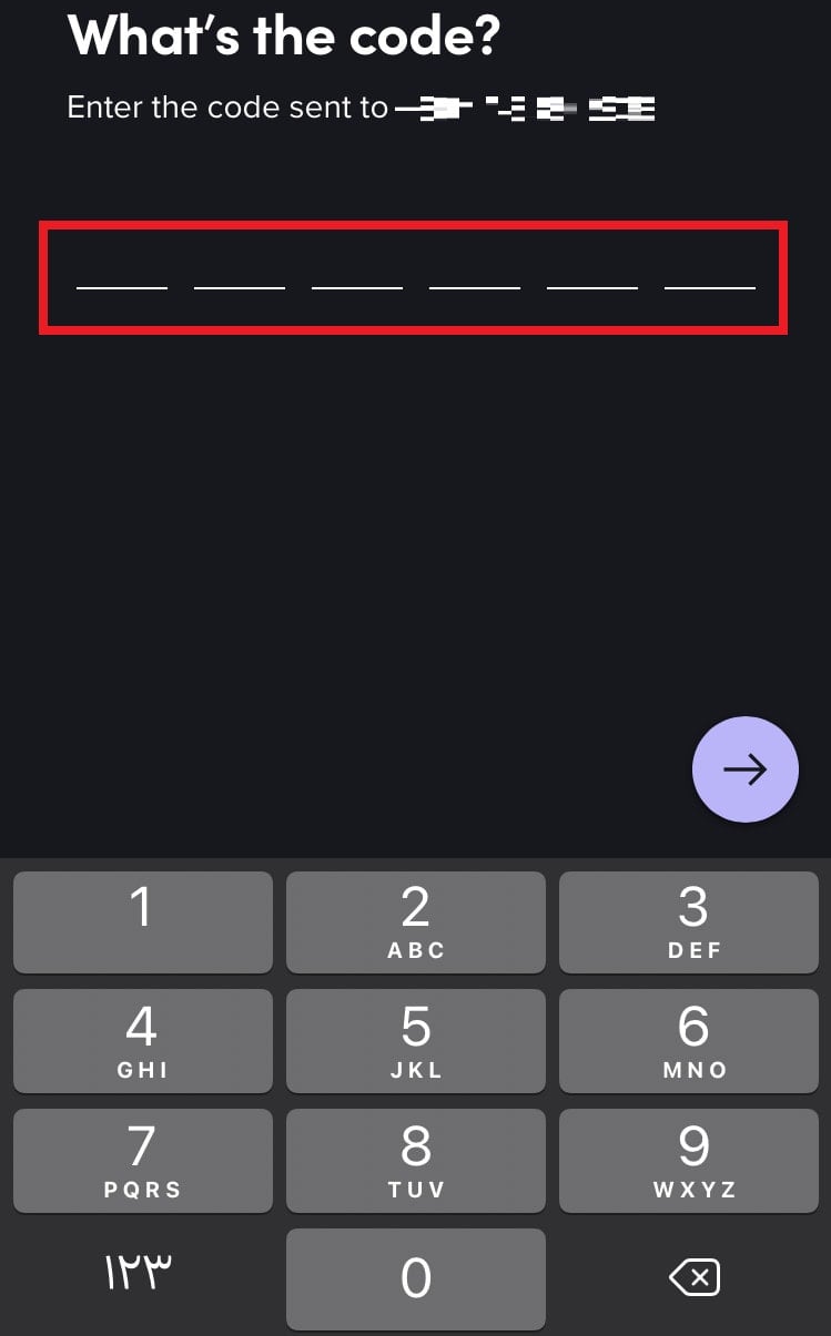 Inserisci il codice di verifica ricevuto per confermare il tuo numero di telefono | Applicazione Lyft per Android