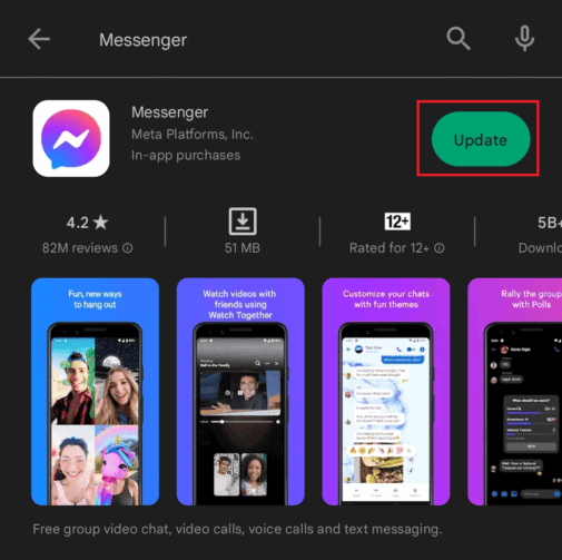 tocca-su-aggiornamento | perché Messenger dice che il messaggio non è disponibile su questa app