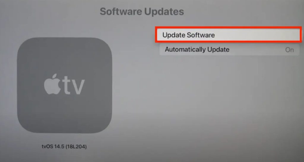 Aggiorna il firmware dell'Apple TV
