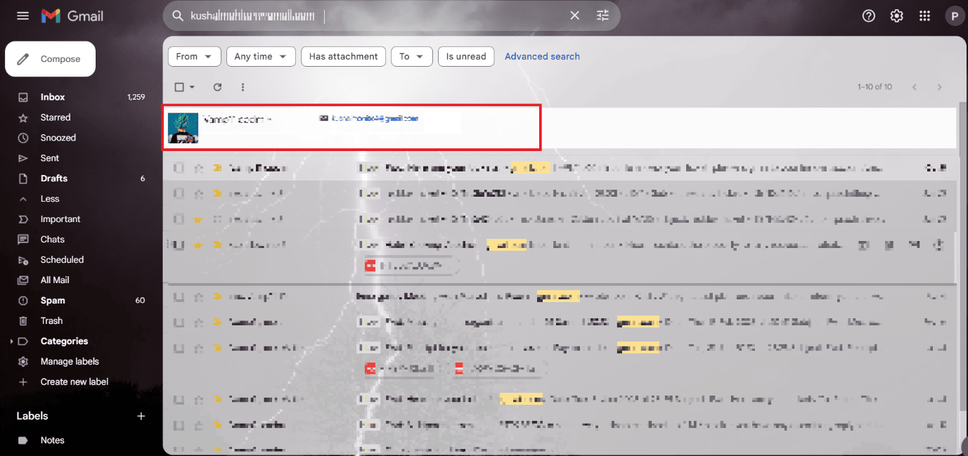 La loro immagine del profilo insieme al loro indirizzo email si apriranno di seguito