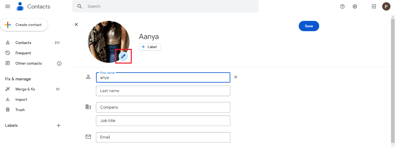 Fare clic sull'icona di modifica | come visualizzare l'immagine del profilo Gmail di altri utenti 