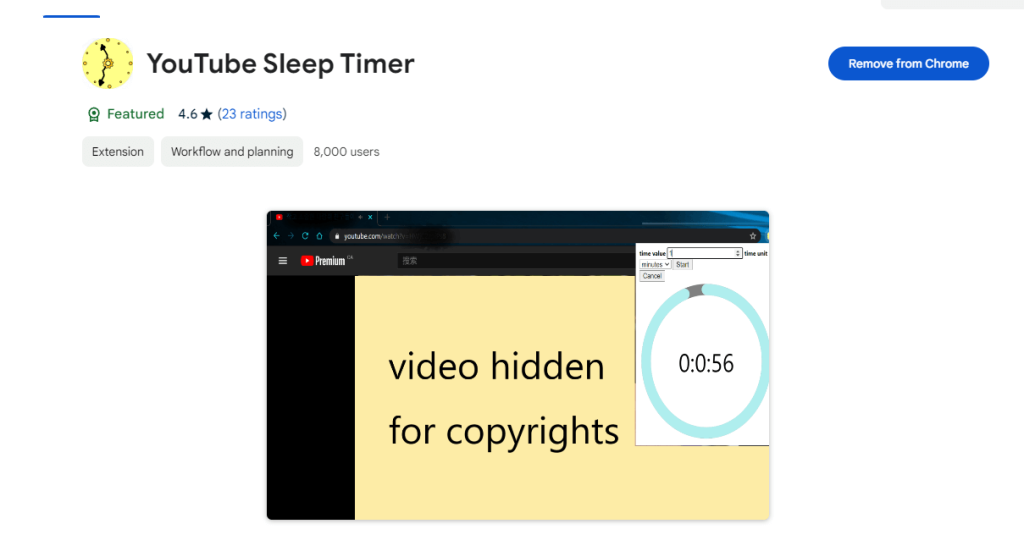 Installa l'estensione del timer di sospensione di YouTube sul tuo browser