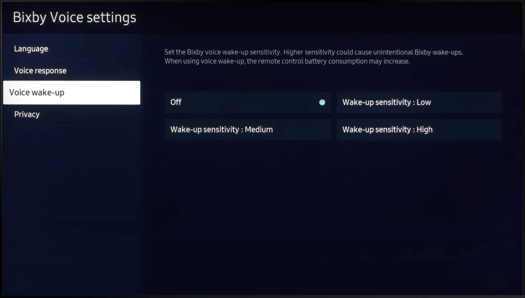 Disattiva Riattivazione vocale per disattivare Bixby su Samsung Smart TV
