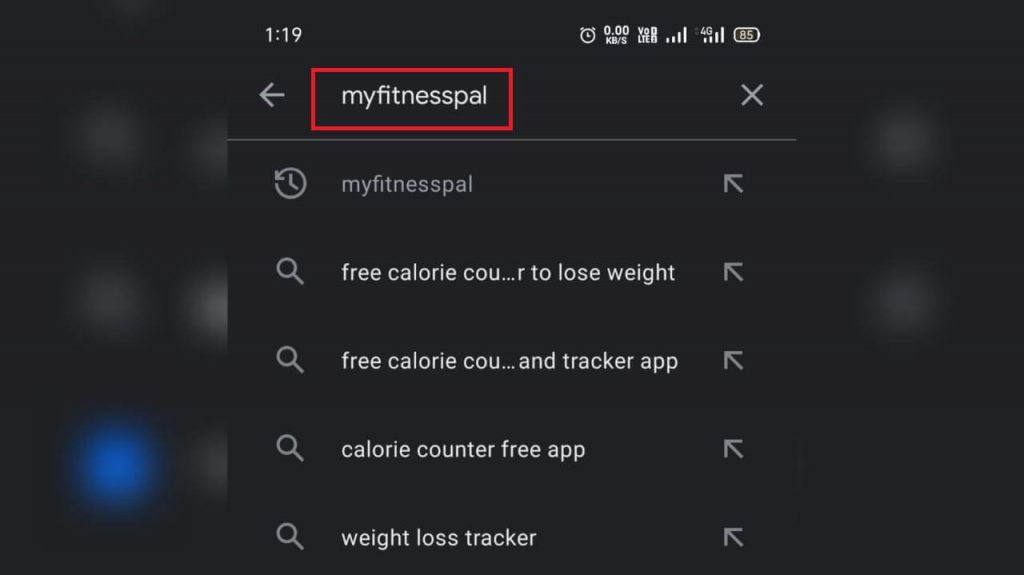 Cerca nell'app MyFitnessPal