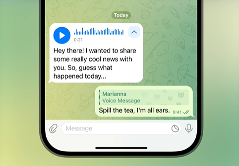 Trascrizione vocale di Telegram in una chat