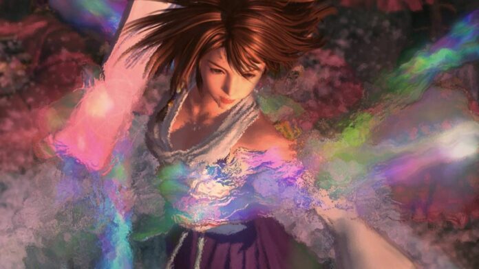 Final Fantasy X: uno spirituale cosplay dell'Invocatrice Yuna in preghiera